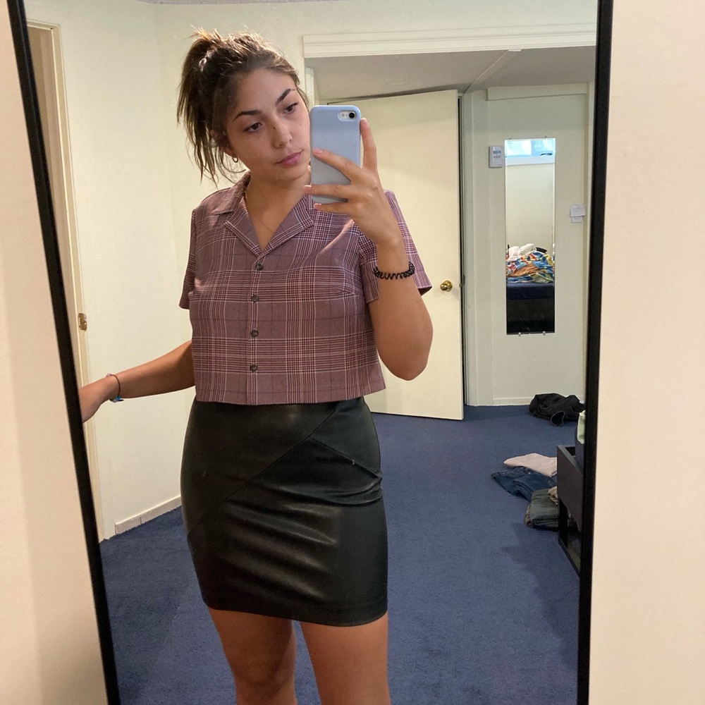 Black leather skirt